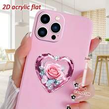 Giá đỡ điện thoại di động hình trái tim màu hồng bằng acrylic, có thể gập lại, di động, xoay 360 độ, chống nước, sang trọng, thẩm mỹ, có tay cầm chắc chắn, phụ kiện bàn làm việc đa năng, quà tặng bạn bè, sử dụng hàng ngày khi đi du lịch. - Trái tim màu hồng - Xem 5