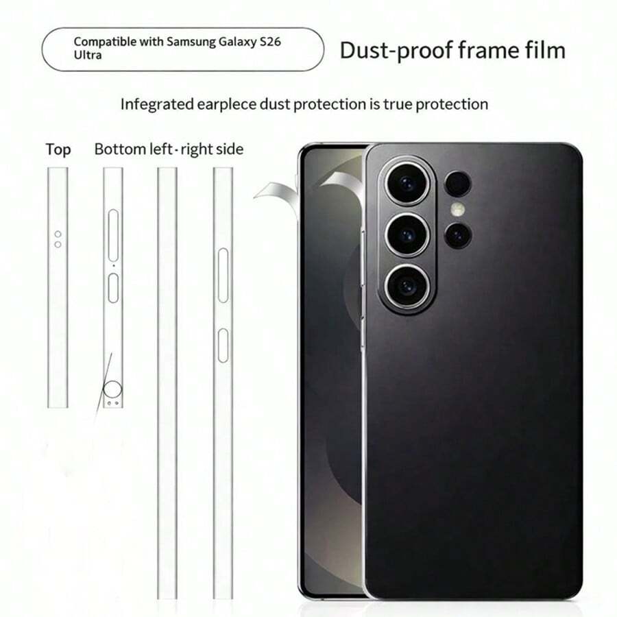 Miếng dán màn hình viền trong suốt chống bụi cho tai nghe, tương thích với Samsung Galaxy S25 S24 S26 Ultra, bảo vệ toàn diện màn hình, màng hydrogel chống bụi ở viền. - Nhiều màu - Xem 1