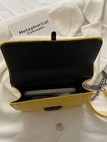 Fashion Solid Color Quilted Square Chain Shoulder Bag, Multifunctional Evening Clutch, Lightweight New Handbag And Wallet, Suitable For Daily Commute Crossbody, Ideal Choice For Office Workers, Casual Coin Purse - Yellow - View 7