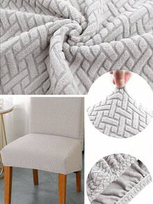 1pc, Multiple Colors Available. Solid Color, Soft Texture, Abstract Plaid Pattern, Wide Coverage, Anti-UV, Anti-Dust, Anti-Pet Scratch, Decorative, High Elasticity, Soft, Replaceable For Old Surface, Protect Seats, Suitable For Decoration In Dining Room, Living Room, Hotel, Etc. - Light Grey - View 4