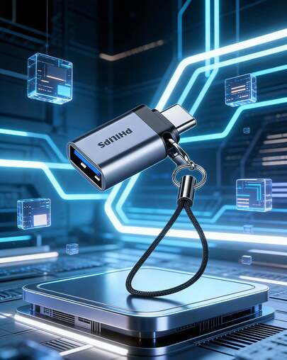 PHILIPS 10Gbps高速USB-C轉USB3.0轉接器 SWR3001A/93 OTG即插即用 手機電腦通用 抗干擾穩傳輸 適配Type-C手機/平板/筆電 高速資料擴充頭