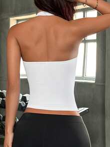 Áo tank top thể thao không tay màu trắng sáng dành cho nữ, có đệm ngực, ôm sát, gợi cảm, chất liệu dệt kim co giãn, thích hợp cho các hoạt động thể thao ngoài trời, chạy bộ, tập thể dục, yoga, pilates, tennis và mặc hàng ngày. - trắng - Xem 2