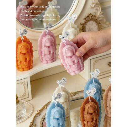 1 Handmade Guadalupe Aromatherapy Candle Decoration With Slight Color Difference, Measuring 5.7cm In Length, 2.24 Inches In Height, 9.8cm In Height, And 3.86 Inches In Weight, Weighing 32 Grams