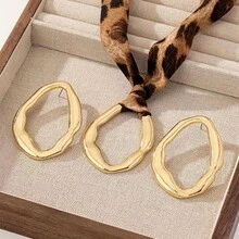 3pcs Fashionable Elegant Sexy Hollow Circle Leopard Print Cord Design Earrings Necklace Jewelry Set, Suitable For Women's Daily And Party Matching - Multicolor - View 3