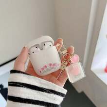 Ốp tai nghe hình dâu tây Kawaii, vỏ trong suốt chống sốc với mặt dây chuyền dễ thương, ốp tai nghe thẩm mỹ ngọt ngào dành cho nữ. - Nhiều màu - Xem 1