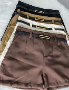 Set Of 3 Tailored Shorts With Belt - Fashion  2026 - đen-caramel-xám - Xem 3