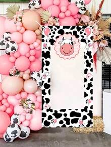 1件裝卡通乳牛拍照框背景牆 120x60cm 乳牛斑點拍照亭相框 農場風生日派對裝飾 男孩女孩適用 1歲生日 嬰兒洗禮拍照道具 - 彩色 - 查看 8