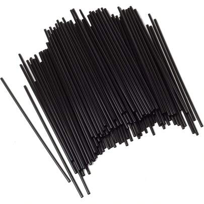 150 Pack 5 Inch Coffee Stirrer Straws Black Disposable Plastic Stirrers Hot Cold Beverages Stirring Cocktails Mixing Drinks Home Office Cafe Use Small Portable Lightweight Sturdy Bulk Pack