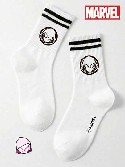  1/3 Đôi tất Marvel chính hãng, họa tiết hoạt hình đen trắng sọc đôi dành cho nam. Thoáng khí và mát mẻ cho mùa hè, khử mùi và thấm hút mồ hôi. Tất thể thao cổ cao đa năng, thoải mái với họa tiết hoạt hình, phù hợp cho học sinh, người lớn, làm quà tặng và sử dụng hàng ngày.