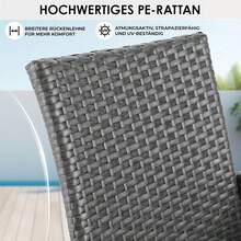 Polyrattan Garden Bench With Table, Balcony Furniture Set Of 2 With Soft Seat Cushions, Garden Furniture Set For Small Balconies, Weatherproof, UV-Resistant, Outdoor Bench For Patio, Garden - 灰色 - 查看 6