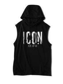 Áo tank top thể thao có mũ trùm đầu dây rút dành cho nam, áo vest tập thể dục, ba lô, túi đựng bóng rổ đi học, quần jogger nam, áo hoodie nam với họa tiết phong cách Y2K. - màu đen - Xem 2