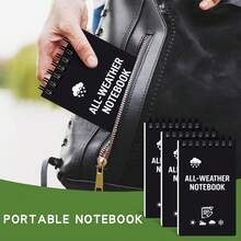 3 piezas de Libretas de bolsillo impermeables, Diarios de espiral pequeños de 3" X 5", 150 páginas, Blocs de notas de bolsillo resistentes a todo clima, Adecuados para enfermeras, trabajo, escuela, útiles de oficina, regalos del Día del Maestro, regalos del Día de la Madre - negro - Ver 3