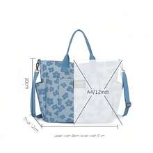 1 chiếc túi tote thời trang nhiều ngăn dành cho mẹ, túi đựng tài liệu bằng vải canvas dập nổi, túi đeo vai đa năng cho học sinh. - Nhiều màu - Xem 3
