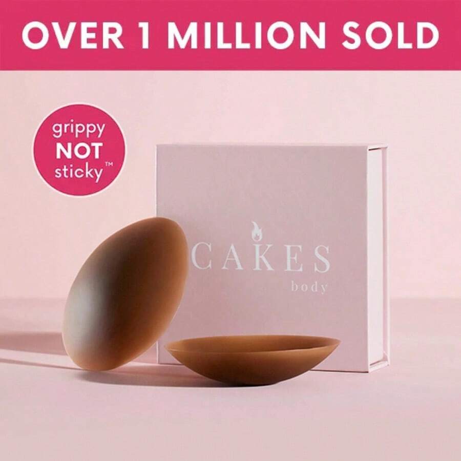 CAKE Body - VIRAL Non-Adhesive Nip Covers - NO GLUE OR ADHESIVE - 100% Silicone - Seamless Inserts For Workout & Swim - Rinse & Reuse - Cocoa - View 1