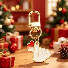 1pc Creative Hand Heart Shaped Keychain, Vintage Alloy Keyring With Cute Gesture, Romantic Decoration For Girls, Elegant Small Gift For Party - Multicolor - View 4