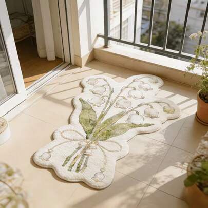 1pc Floral Print Design Bathroom Mat, Bathroom Rug, Door Mat, Small Rug, Carpet, Floor Mat, Home Decor, Area Rug, Outdoor Mat, Bedroom Rug, Washable Carpet