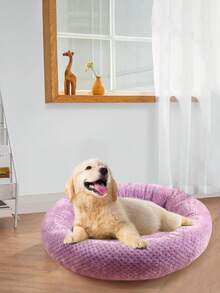 1pc Round Solid Color Plush Pet Bed/Nest, Removable Double-Sided Fleece Anti-Slip Pet Mat, Suitable For Cats And Small Dogs, Provides Comfortable Sleep All Seasons (Spring, Summer, Autumn, Winter) - Mauve Purple - View 11