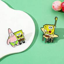 SpongeBob SquarePants 1/2 件套动漫胸针套装 时尚方裤子珐琅别针 背包服装饰品金属徽章配饰礼品 - 均碼 - 查看 9