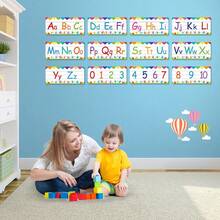 Set de 12 tiras con letras y números para tablón de anuncios, adecuado para decoración de aulas de preescolar y jardín de infantes, póster de aprendizaje para niños - Multicolor - Ver 9