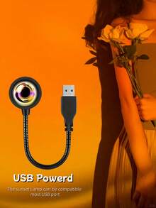 7-Color USB Sunset Lamp, Romantic Rainbow Projection Night Light, Dimmable LED Mood Light For Bedroom/Living Room, Creative Floor/Wall Mounted Sunshine Lamp For Photography, Party, Home Decor, Plug And Play, Ideal Gift For Girls - Multi-color light - View 2
