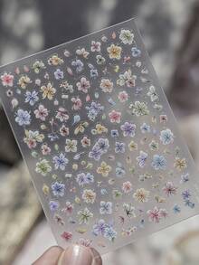 日本美甲配件 5D立体樱花自粘美甲贴纸 DIY 2025 夏季花卉美甲装饰贴花 - 彩色 - 查看 5