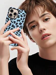Cheetah,Leopard Print 1pc Faux Leather Leopard Print Soft Protective Phone Case, Shock-Absorbing Design With Speaker Hole, Suitable For Apple 17 Pro Max/16 Pro Max/16 Plus/13 Pro Max/14 Pro Max 13 14 11 12 Pro 11/15 Pro, Galaxy S24 Ultra, Holiday Gift - Blue - View 8
