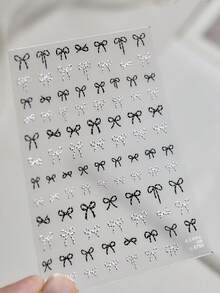 1 miếng dán móng tay hình nơ chấm bi Kawaii 5D dập nổi màu hồng, xanh dương, đen, trắng, ruy băng dài, tự dính, có thể dán lên móng, dùng để trang trí móng tay. - Nhiều màu - Xem 6