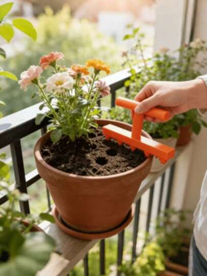 1pc Garden Seeding Hole Puncher, Seed Sower, Home Vegetable & Flower Seedling Hole Punching Tool, Balcony Garden Nursery Tool, Precise Hole Punching Live Streaming Tool, Suitable For Garden And Vegetable Patch, Seeding, Cutting, Seedling, Outdoor Use, Potted Plant Auxiliary Farming Tool