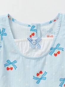 Balabala Đầm công chúa cho bé gái năm 2026, chất liệu cotton mềm nhẹ, thiết kế dễ thương, ngọt ngào và thanh lịch, trang phục dự tiệc thoải mái. - tông màu xanh - Xem 6