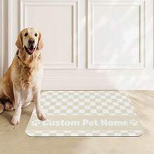 Personalized Custom Name Pet Feeding Mat, Waterproof Oil-Proof Anti-Slip Pad, Residue & Water Proof Floor Protection, Wear Resistant Durable Pet Bowl Mat For Dogs Cats, Home Pet Supplies - Apricot - View 3