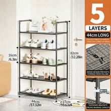 1PC, Multi-Tier Stackable Shoe Rack Organizer, Space Saving Freestanding Shoe Shelf With Dense Grid, Heavy Duty Shoe Storage Stand For Home, Apartment, Small Space - Black - View 10