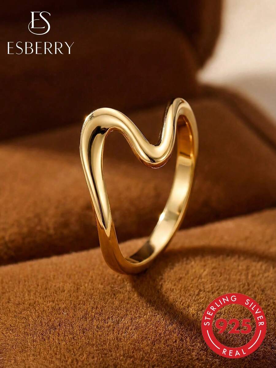 1 chiếc nhẫn bạc 925 dáng cong mềm mại, độc đáo dành cho nữ, món quà tinh tế dành cho phái nữ, thích hợp để đeo hàng ngày, làm quà sinh nhật, quà Giáng sinh.