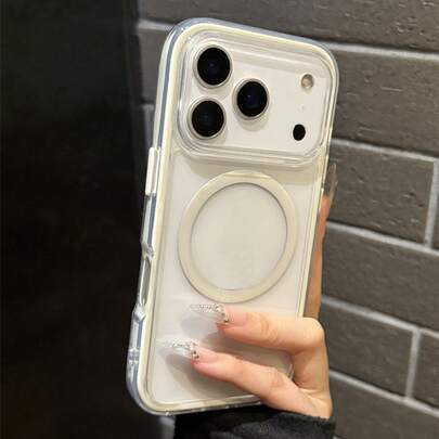 Stylish Candy Color Transparent Magnetic Wireless Charge Phone Case Compatible With IPhone 17 Pro Max 17 Pro 17 16 Pro Max 16 Pro 16 15 Pro Max 15 Pro Max 15 Pro 15 14 Pro Max 14 Pro 14 13 Pro Max 13 Pro 13 12 Pro Max 12 Pro 12 Clear Wireless Charge Back Cover