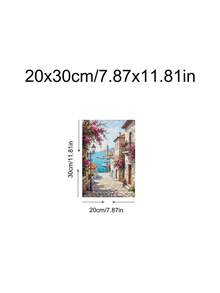 1幅地中海小巷油画，花卉海景墙画，意大利波西塔诺水彩画，阿马尔菲海岸墙画，意大利夏日风景，海滨村庄装饰，海滩日落旅行海报，节日礼物，送给朋友的理想礼物，卧室艺术画，客厅装饰，办公室装饰，厨房装饰，浴室装饰，墙画，墙面装饰，家居装饰，房间装饰，帆布墙画，海报，带框墙画，可选画框 - A - 查看 17