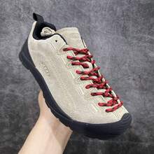 KEEN JASPER 真皮经典舒适户外休闲鞋，减震、耐磨、防水，适合徒步旅行、露营、远足、运动训练等户外活动，低帮系带设计，男女通用，银貂色，复古低帮 - 銀貂色 - 查看 4