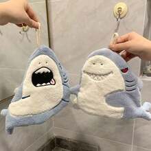 Cute Cartoon Shark Hand Towel Quick Drying Kitchen Towel Cleaning Rag Coral Velvet Absorbent Hanging Towel Bathroom Accessories - B - 查看 7