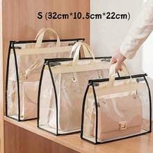 1pc Transparent Large Capacity Portable Storage Bag - High Quality Dust-Proof Hanging Bag, Saves Closet Space, Convenient For Storage And Organization, Each Bag Is Easy To Carry, Minimalist Transparent Handheld Storage Bag, Dust-Proof And Moisture-Proof Storage Bag, Multi-Functional Wardrobe Bag - Beige - View 14