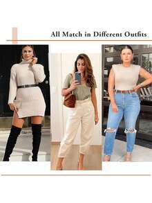 Bộ 3 thắt lưng nữ dùng cho váy và quần, thắt lưng da nữ có khóa vàng. - Nhiều màu - Xem 4