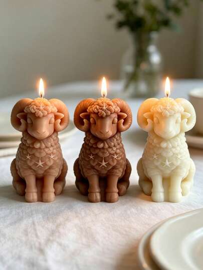 1pc 3D Lamb Shape Scented Candle | Handmade Soy Wax Cute Animal Candle, High-End Creative Ornament, Photo Props, Home Decoration, Gift & Handmade Decor Candles
