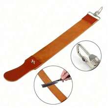 Double-Layer Genuine Leather Shaving Strop Straight Razor Sharpener Strap Belt Necessary Shaving Strap Tool - Brown - View 2