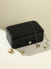 1个旅行首饰收纳盒，多功能防水首饰盒，大容量首饰整理盒，便携式首饰盒，可收纳耳环、戒指、项链、手镯、化妆品，万圣节礼物、圣诞节礼物、生日礼物、女士礼物、旅行必备品、伴娘礼物、返校礼物、卧室装饰 - 淺藍色 - 查看 14