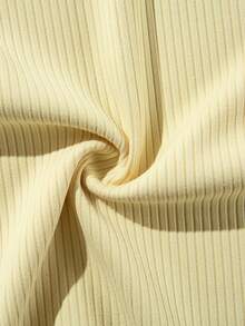Men's Pale Yellow Ribbed Casual T-Shirt, Stretch Loose Short Sleeve, Commute Camping Beach Fashion Top - Yellow - View 10