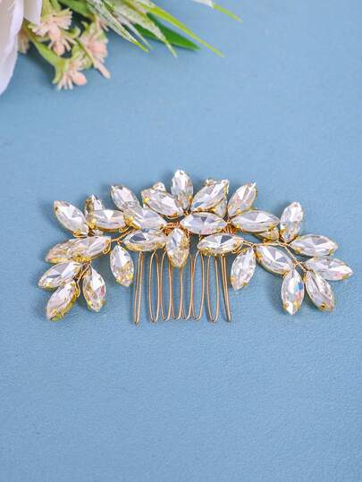 1pc Elegant Crystal Women's Hair Comb, Rhinestone Hair Accessory, Romantic Bridal Wedding Headpiece, Princess Party Decoration
