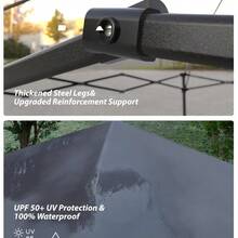 10x10 Pop Up Canopy with 4 Removable Sidewalls, Beach Tent - UV Protection, Outdoor Gazebo with 1-Button Push,  Outdoor Sun Shade Events, Parties, Camping - Negro - Ver 4