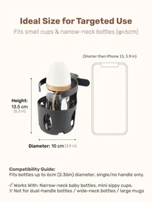 Giá đỡ bình sữa cho xe đẩy em bé, 1 chiếc, có dây đeo điều chỉnh và khóa cài, chất liệu ABS, xoay 360°, phù hợp với bình sữa cổ hẹp và cốc nhỏ, giữ bình chắc chắn, giảm tràn và rung lắc, món quà hoàn hảo cho những vật dụng cần thiết khi đi du lịch cùng bé. - Nhiều màu - Xem 3