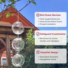 Cánh quạt đuổi chim ngoài trời hình tròn, thiết bị xua chim, cối xay gió phản quang, đồ trang trí sân vườn, giúp xua đuổi chim bồ câu khỏi nhà, hiên nhà, vườn cây ăn quả, đồ trang trí treo ngoài trời, dụng cụ đuổi chim, thích hợp cho sân, ban công, vườn, vườn cây ăn quả, xua đuổi chim hiệu quả mà không ảnh hưởng đến sự cân bằng, món quà lý tưởng cho những người yêu thích hoạt động ngoài trời và người quan sát chim, Ngày của Mẹ, Ngày của Cha, Ngày Độc lập. - A - Xem 5