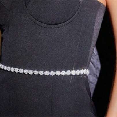 One-Piece Women's Large Rhinestone Embellished Waist-Cinching Light Luxury Rhinestone Waist Chain For Prom Dresses And Accessoriesfestival Accessories