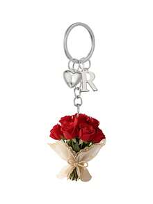 Elegant 2d Flat Acrylic Rose Bouquet,Lightweight Flower Ring, Letter Heart Pendant, Valentine's Day Flower Bouquet Pendant,Fun Ornament, Backpack Accessory, Fashion Pendant, Home Decoration, For Car Decorations And Charms, Headphone Charms, Bag Charms, Accessory Gift, Perfect Gift For Family And Friends, Mother's Day, Valentine's Day Gifts, Birthday Gifts, Party Gifts, Anniversary Gifts, Wedding Gifts - Multicolor - View 24
