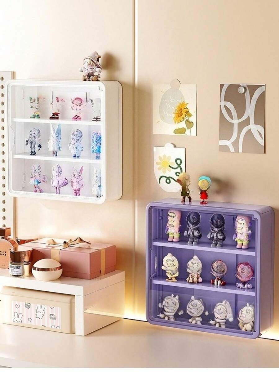 1/120盲盒展示柜，壁挂式展示柜，透明亚克力可动人偶展示架，防尘娃娃玩具收纳盒，无需钻孔
