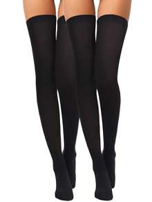 1/2/3双装可爱洛丽塔JK过膝袜甜美风格薄款透气夏季长袜 - 黑色 - 查看 9